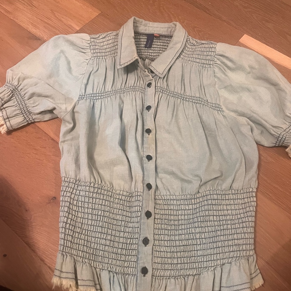 Pilcro Light Blue Smocked Blouse